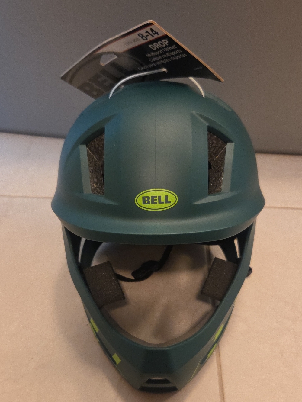 Bell Full-Face Helmet in Matte Teal with Lime Logo